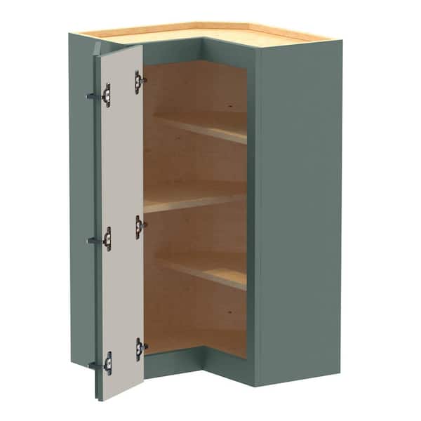 Home Decorators Collection Washington 24 in. W x 24 in. D x 36 in. H Assembled Plywood Wall Kitchen Corner Cabinet in Verdant Green with Shelves