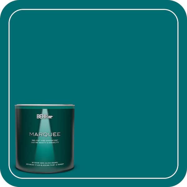 BEHR MARQUEE 1 qt. #MQ6-35 Teal Motif One-Coat Hide Semi-Gloss Enamel Interior Paint & Primer