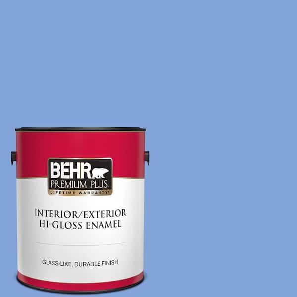 BEHR PREMIUM PLUS 1 gal. #P530-4 Periwinkle Hi-Gloss Enamel Interior/Exterior Paint