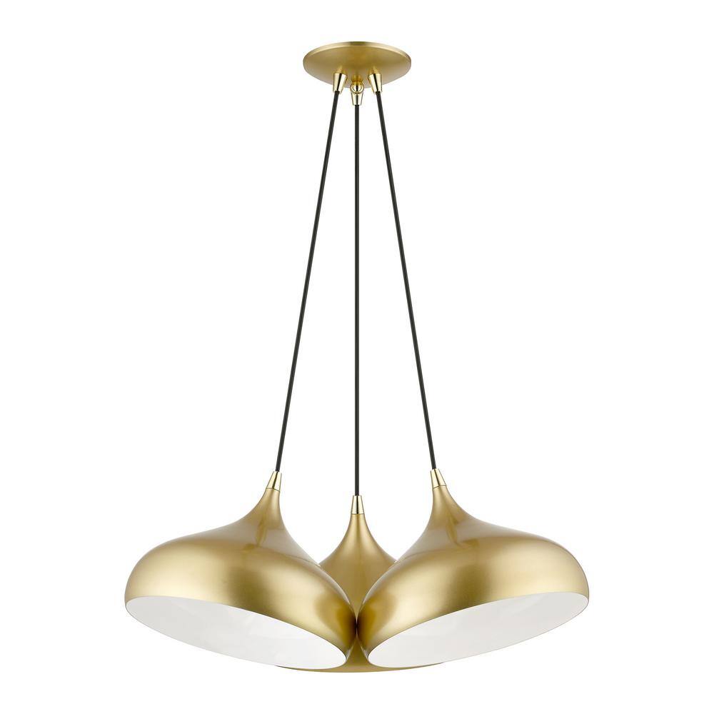 Soft Gold and Polished Brass 3-Light Cluster Pendant