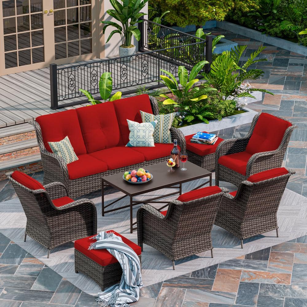 MeetLeisure 8-Piece Patio Conversation Sofa Set Furniture