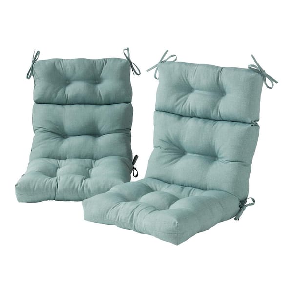 Greendale Home Fashions 22 in. x 44 in. Outdoor High Back Dining Chair Cushion in Seaglass (2-Pack)