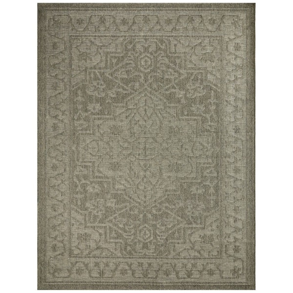 Tulum Olive 8 ft. x 10 ft. Center medallion Contemporary Area Rug