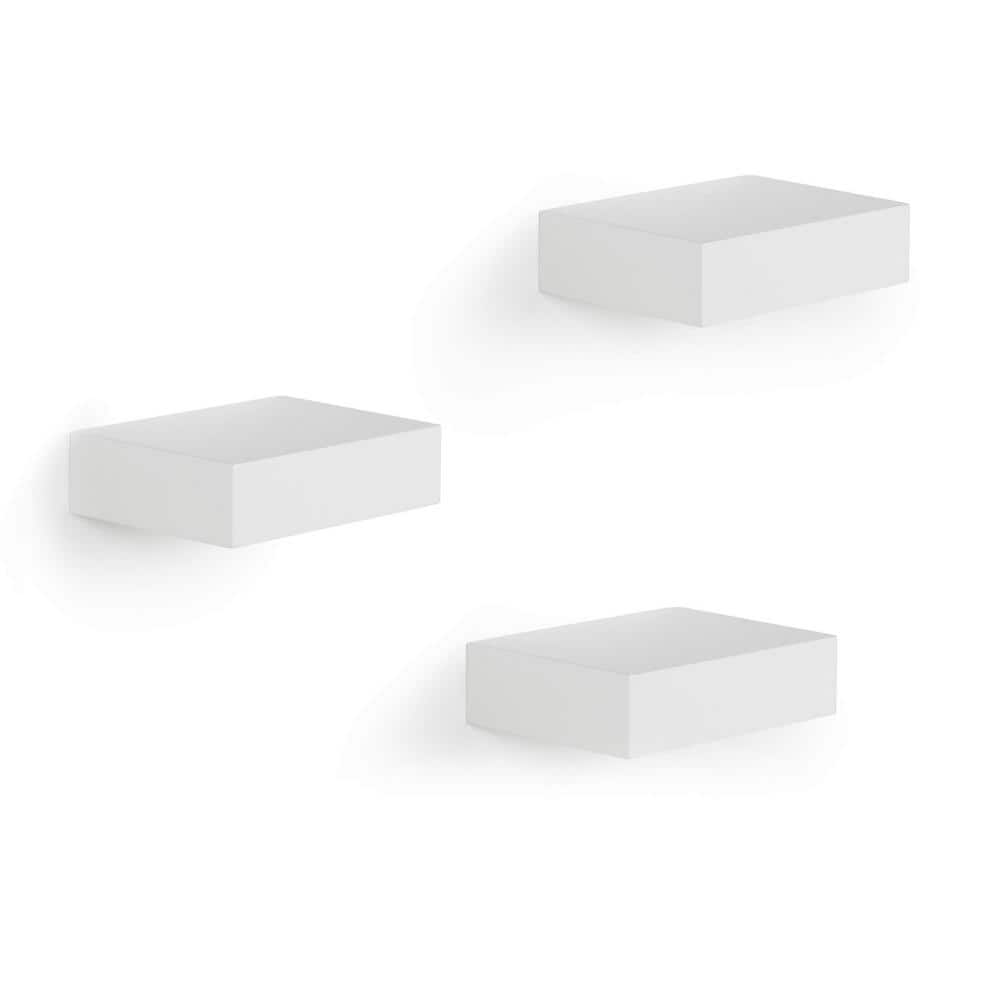 4 in. W x 3 in. D White Showcase Shelves Set Gallery Decorative Wall Shelf 