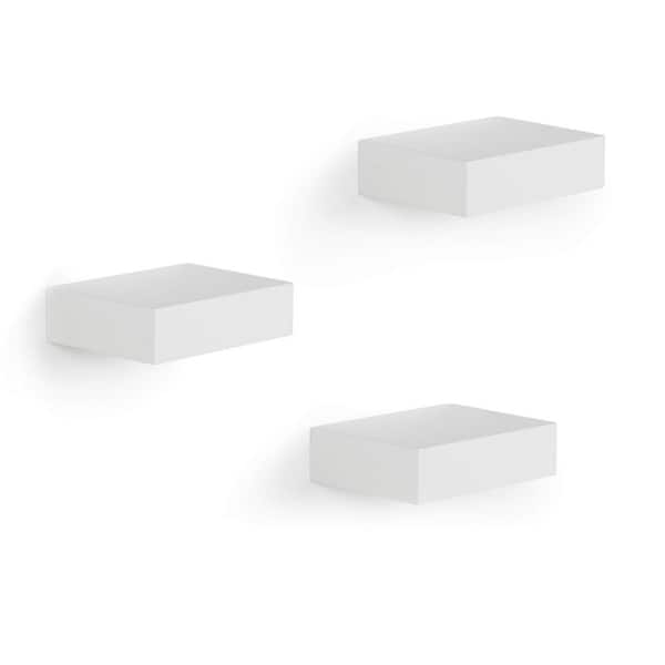Unbranded 4 in. W x 3 in. D White Showcase Shelves Set Gallery Decorative Wall Shelf (Set of 3)