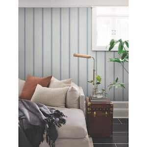 French Navy Linen Stripe Wallpaper