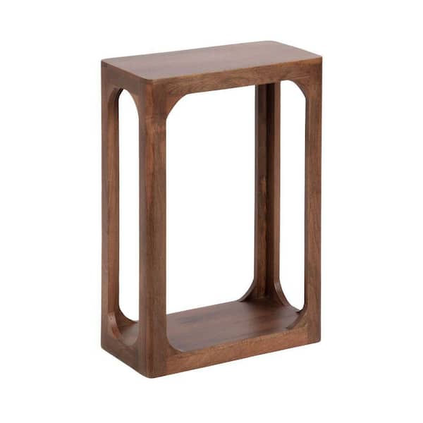 Dahl 16 in. Walnut Brown Rectangle Solid Wood End Table