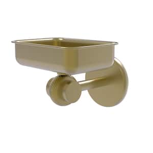 Satellite Orbit 2-Collection Wall Mounted Soap Dish with Twisted Accents in Satin Brass