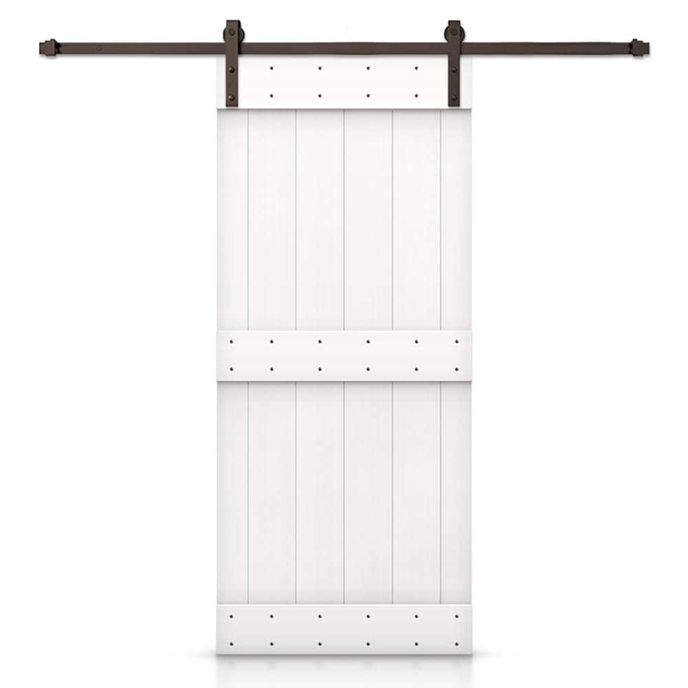36 in. x 84 in. Mid-Bar White DIY Knotty Pine Wood Interior Sliding Barn Door With Hardware Kit price history on PriceWatchPro