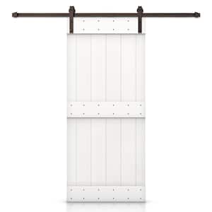 36 in. x 84 in. Mid-Bar White DIY Knotty Pine Wood Interior Sliding Barn Door With Hardware Kit