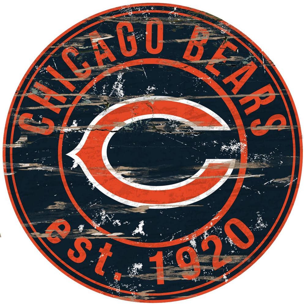 NFL Round Distressed Sign: Chicago Bears