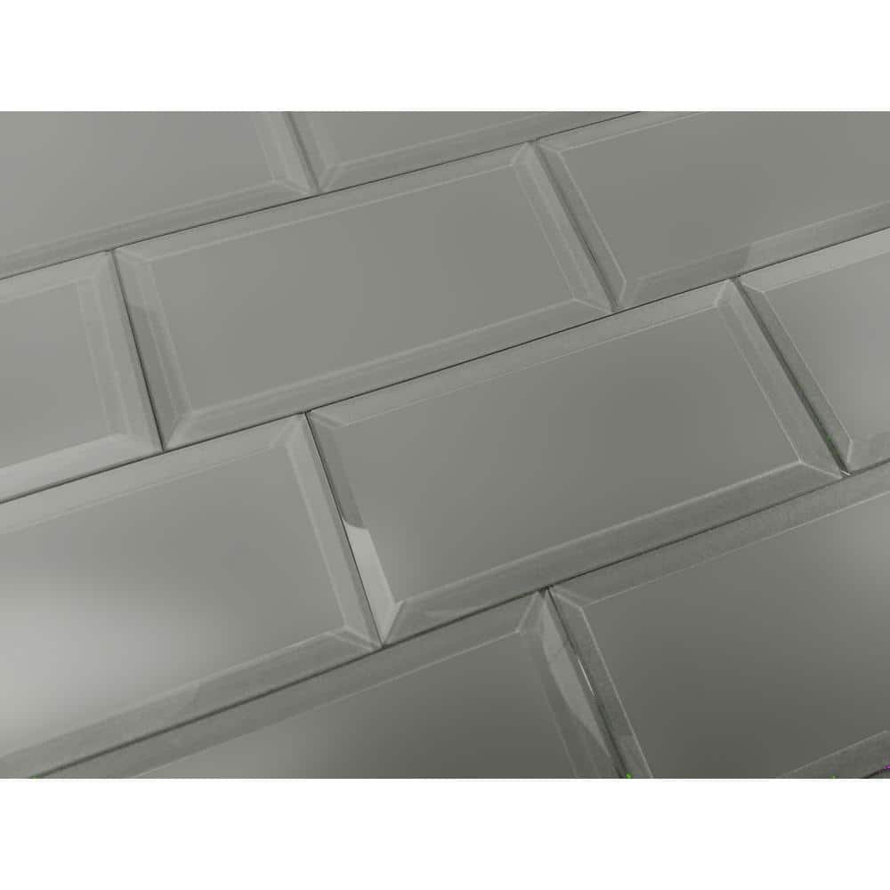 Abolos Frosted Elegance Gray Subway 3 In X 6 In Matte Glass Subway Tile 1 Sq Ft Hmdfem0306 Jo The Home Depot