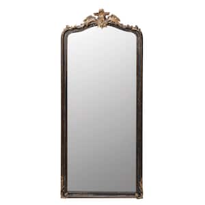 34.25 in. W x 78.75 in. H Distressed Black and Gold Finish Framed Mirror