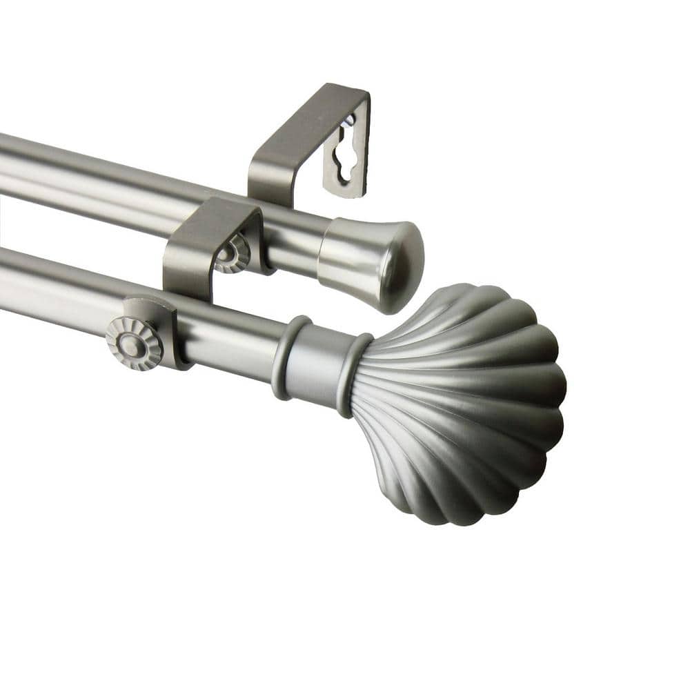 28 in. x 48 in. Clam Double Curtain Rod Set in Satin Nickel price history on PriceWatchPro