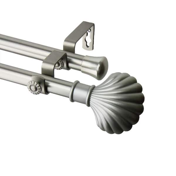 Rod Desyne 120 in. x 170 in. Clam Double Curtain Rod Set in Satin Nickel