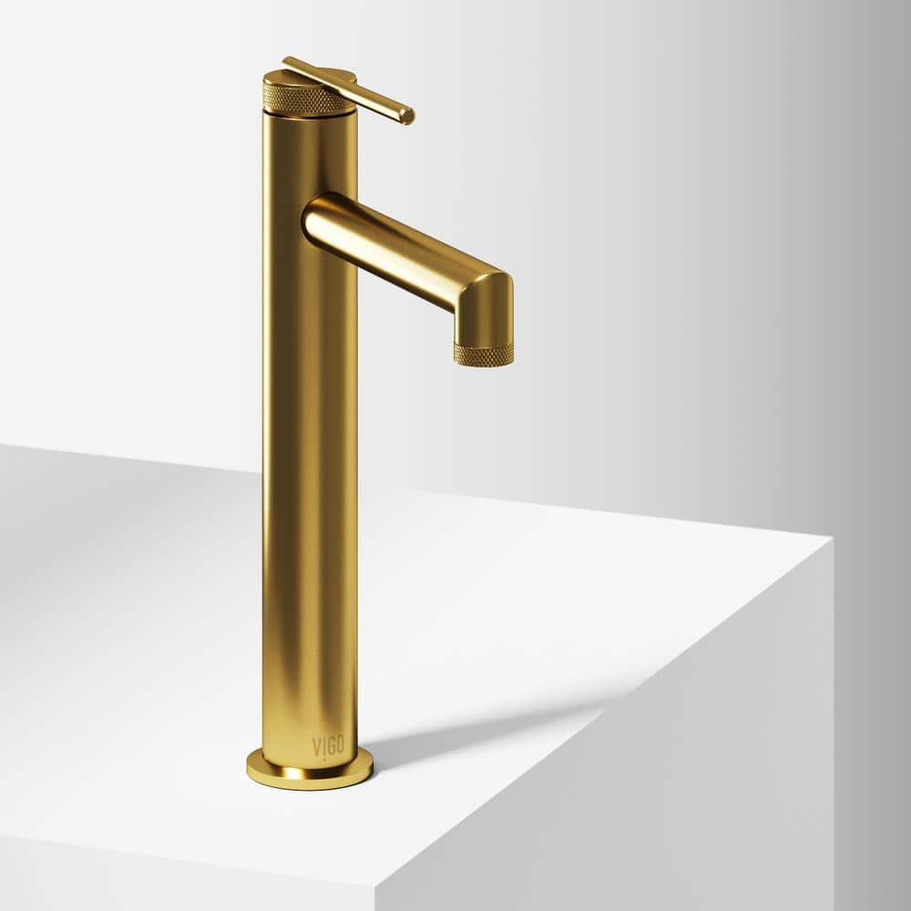 Matte Brushed Gold Single Handle Vessel Sink Faucet