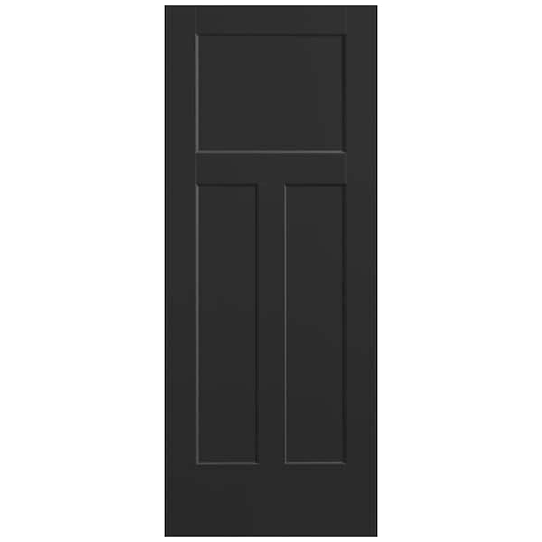 Masonite 32 in. x 80 in. 3-Panel Winslow Single Bore Solid Core Jet Black Molded Composite Interior Door Slab