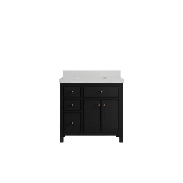 Willow Collections Sonoma 36 in. Single Sink Freestanding Black Bath Vanity with Calacatta Sienna Quartz Top Unassembled