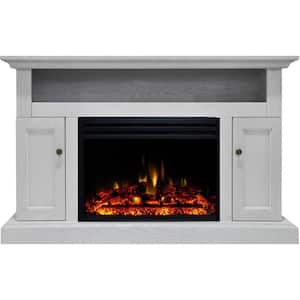 Kingsford 47.5 in. Freestanding Electric Fireplace TV Stand in White with Deep Log Display