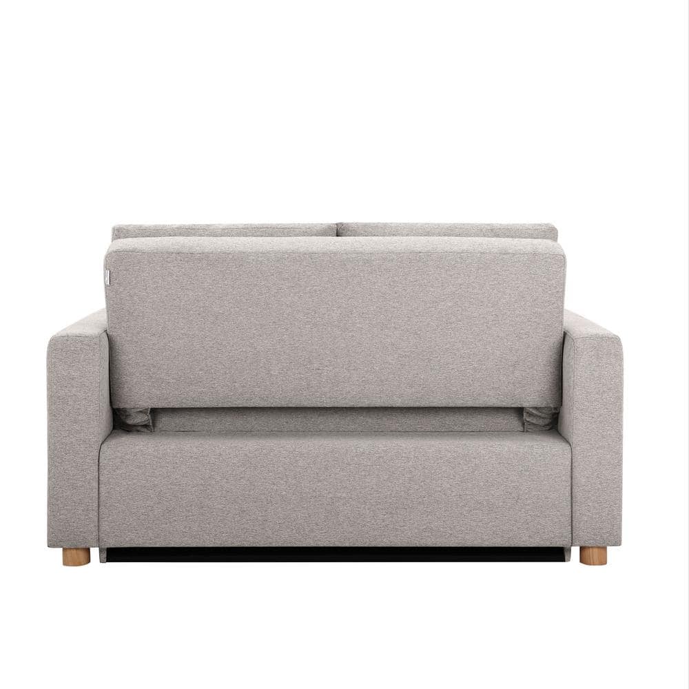 Light Gray Fabric Convertible Sleeper Sofa with Wooden Legs