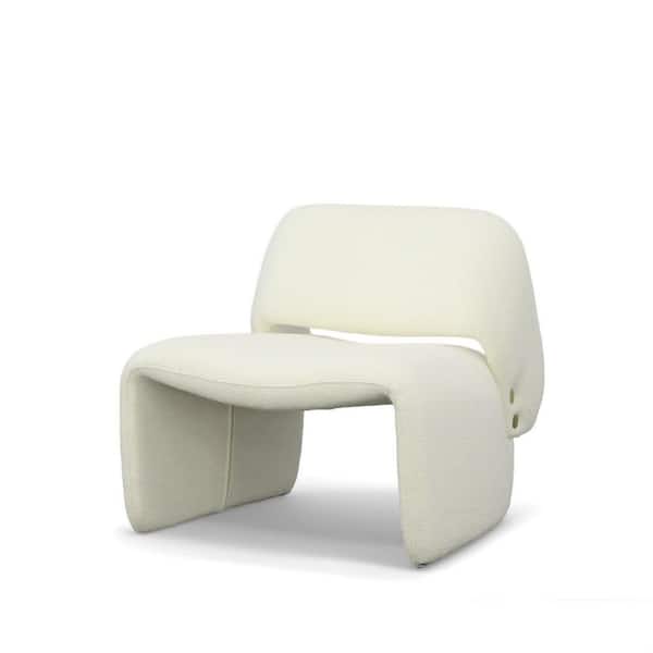Benjara Gold Buttons Off White Upholstery Winged Back Accent Side Chair with Winged Back Design