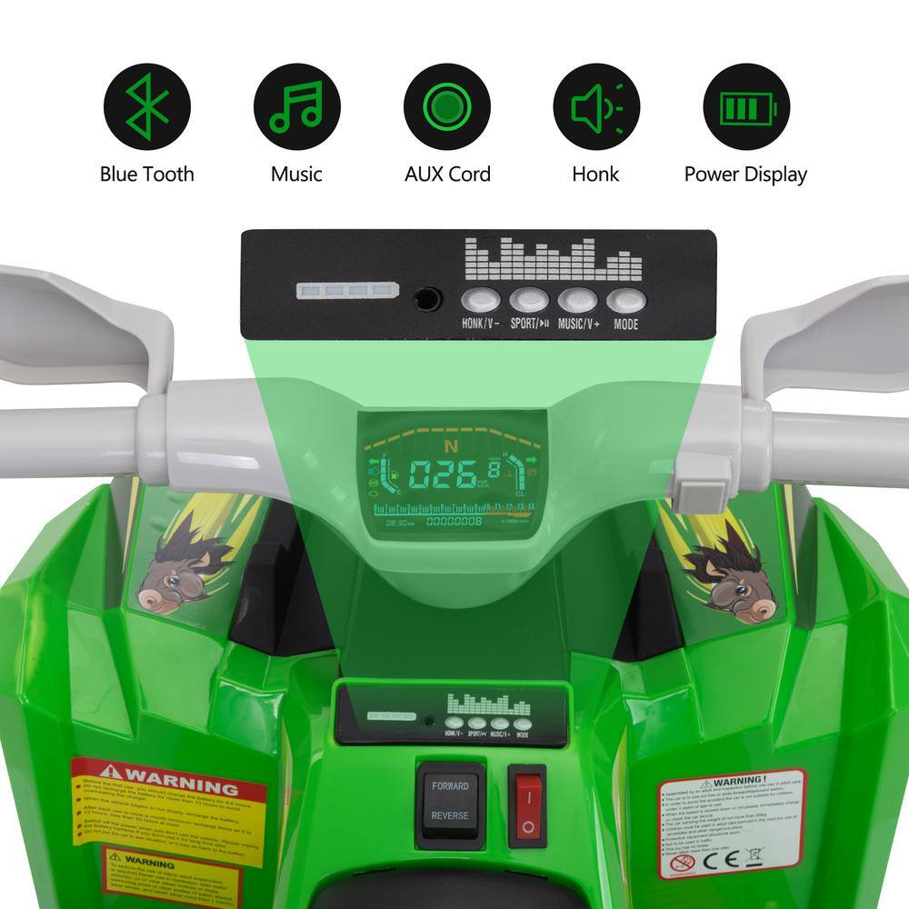 Green 6V Kids Electric Quad ATV with Trailer