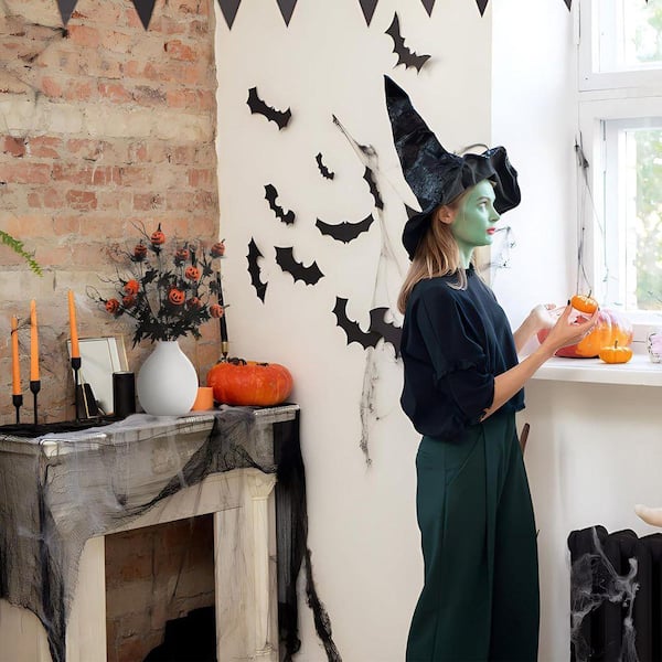 5-Pieces 19.5 in. Halloween Black Artificial Pumpkin Maple Leaf