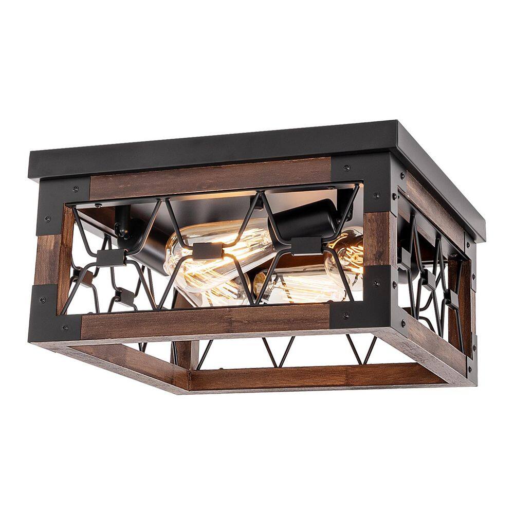 Farmhouse 13.98 in. 4-Lights Brown Flush Mount Ceiling Light price history on PriceWatchPro