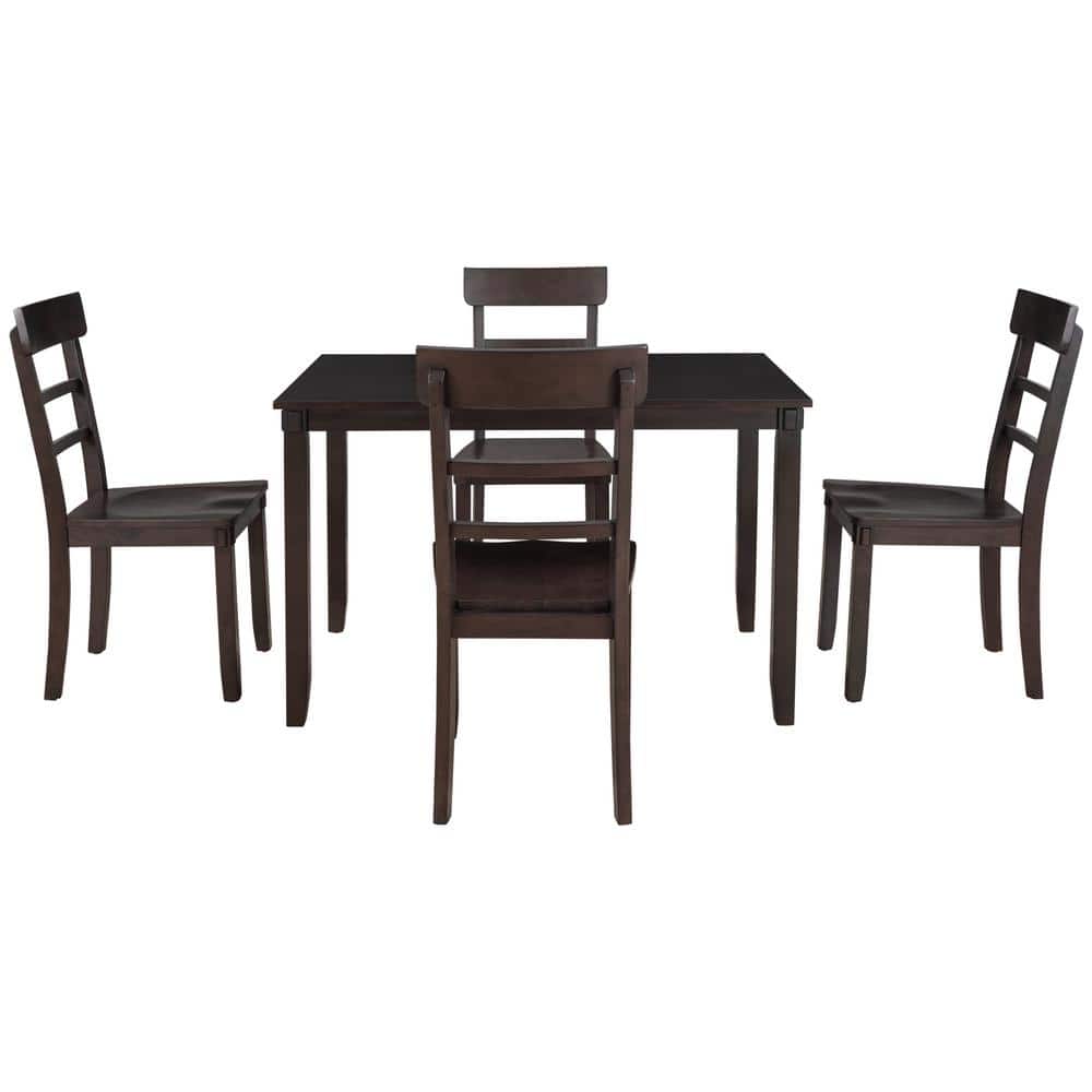 5-Piece Wood Top Espresso Dining Set