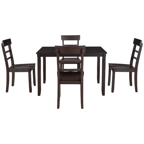 Unbranded 5-Piece Wood Top Espresso Dining Set