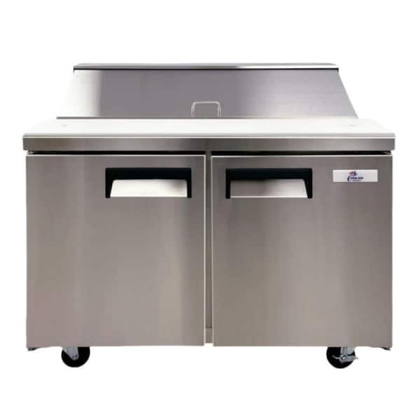 48 in.W 9.5 cu. ft. Prep Table Commercial Refrigerator in Stainless Steel