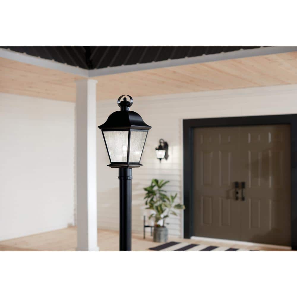 Mount Vernon Black Outdoor Post Light with Clear Seeded Glass