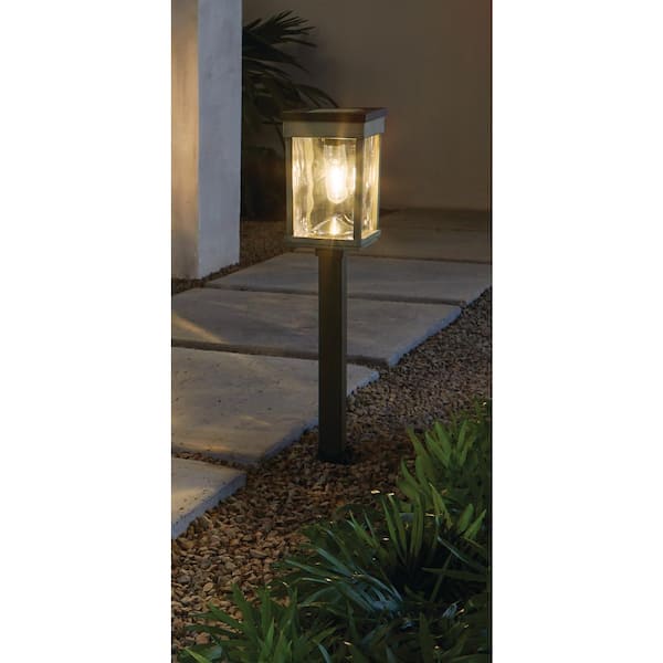 Greycliff 20 Lumen Black LED Weather Resistant Outdoor Solar Path Light with Glass Lens