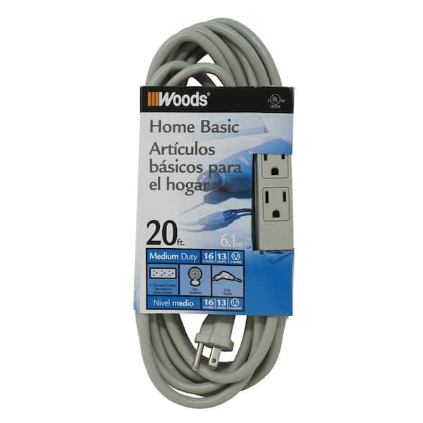 Woods 20 ft. 16/3 SJTW Indoor Light-Duty Extension Cord
