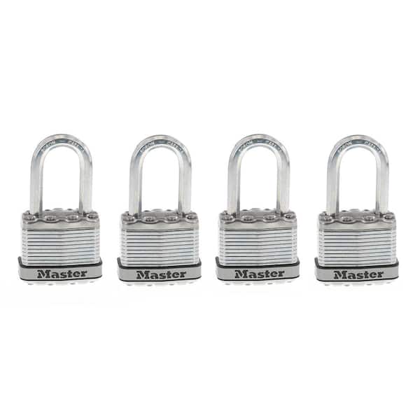 Master Lock Heavy Duty Outdoor Padlock with Key, 1-3/4 in. Wide, 1-1/2 in. Shackle, 4 Pack