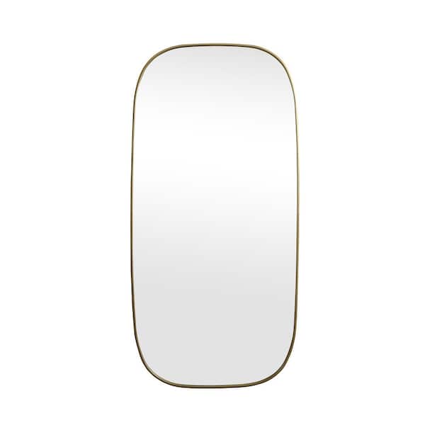 Unbranded Timeless Home 36 in. W x 72 in. H x Modern Metal Framed Oval Brass Mirror