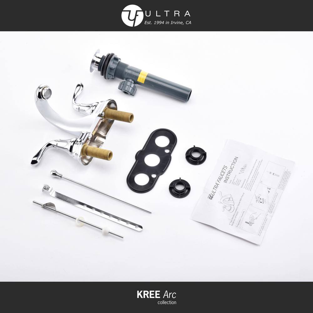 Chrome Centerset Bathroom Faucet with Drain Assembly