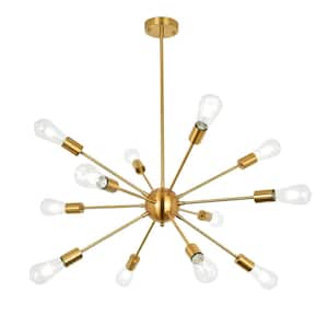 Bathild 12-Light Gold Modern Sputnik Sphere Chandelier for Kitchen Island Dining Room Living Room Foyer Bedroom
