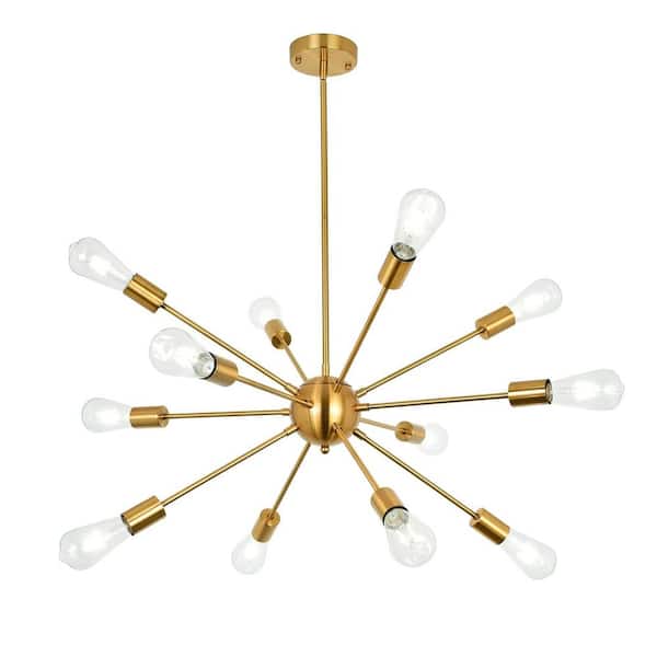 LWYTJO Bathild 12-Light Gold Modern Sputnik Sphere Chandelier for Kitchen Island Dining Room Living Room Foyer Bedroom