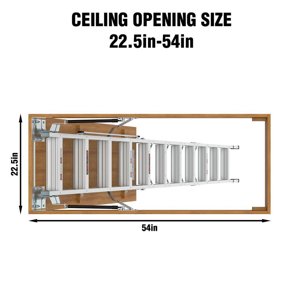 Heavy-Duty Aluminum Attic Ladder with Unfinished Wood Frame