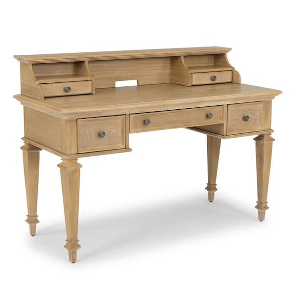 HOMESTYLES 54 in. Rectangular Aged Maple 5 Drawer Writing Desk