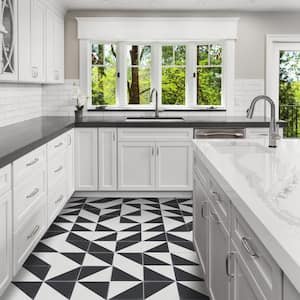 Man Overboard Black and White/Matte 8 in. x 8 in. Cement Handmade Floor and Wall Tile (Box of 8/3.45 sq. ft.)