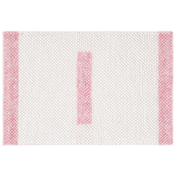 Natura 3 ft. x 5 ft. Ivory/Pink Geometric Border Area Rug
