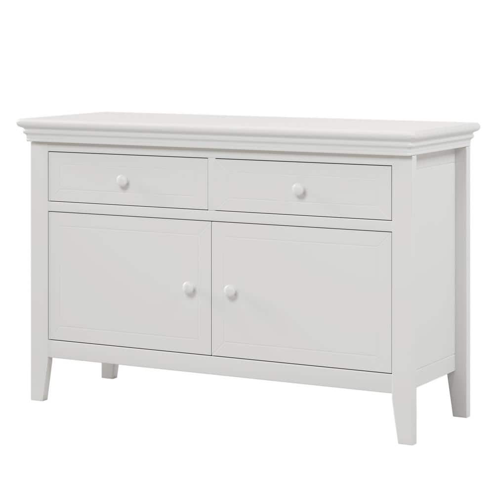 45.5 in. W x 17 in. D x 29.7 in. H White Wood Linen Cabinet with Doors and 