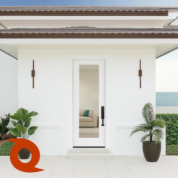 Palisade 32 in. x 96 in. Full Lite Clear Impact Glass LHIS Unfinished Fiberglass Prehung Front Door with 6-9/16 Jamb