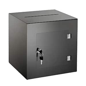 12 in. x 12 in. Acrylic Suggestion Donation Box with Easy Open Rear Door, Black with Suggestion Cards