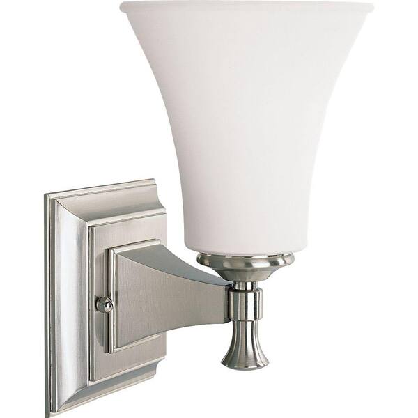 Progress Lighting Fairfield Collection 1-Light Brushed Nickel Bath Sconce with Opal Etched Glass Shade