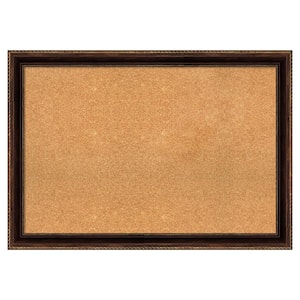 Corded Bronze Natural Corkboard 40 in. x 28 in. Bulletin Board Memo Board
