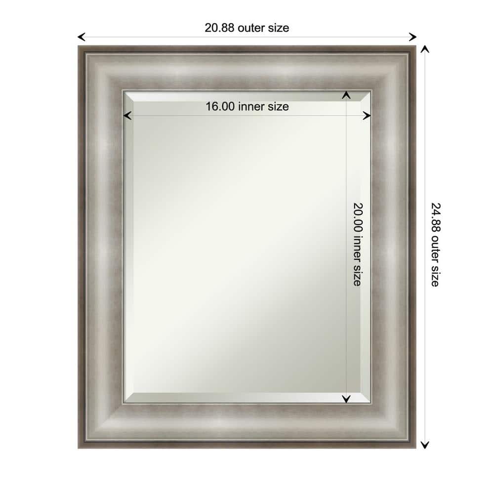 Imperial Silver Rectangular Beveled Bathroom Wall Mirror 21 x 25 in