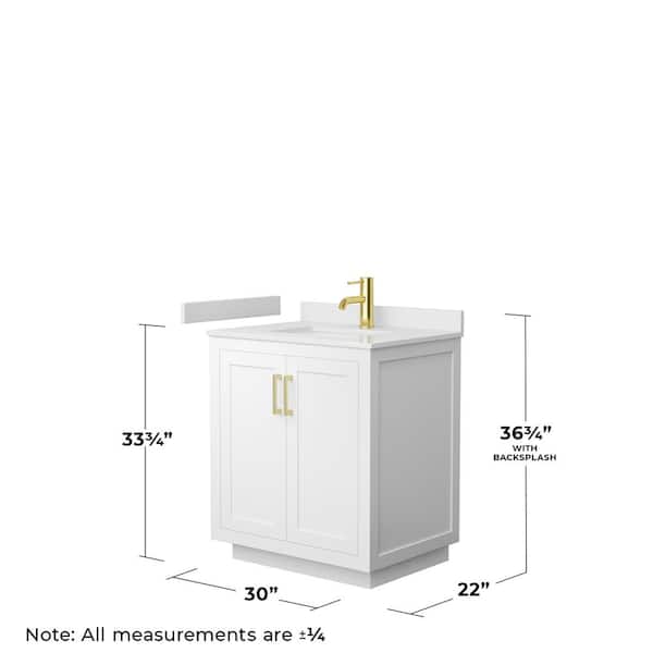 Miranda 30 in. W x 22 in. D x 33.75 in. H Single Bath Vanity in White with White Cultured Marble Top